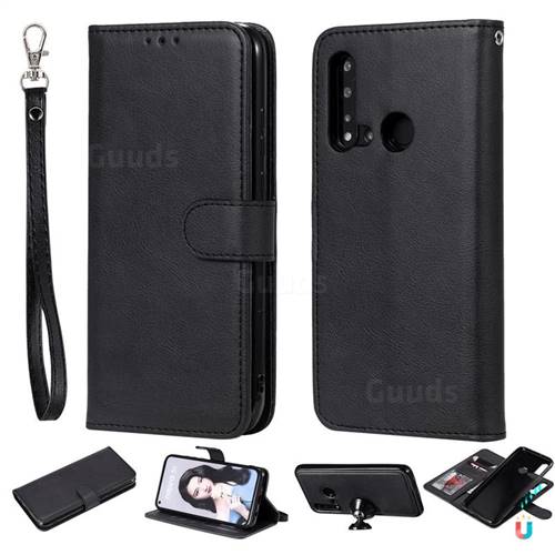 Retro Greek Detachable Magnetic PU Leather Wallet Phone Case for Huawei nova 5i - Black