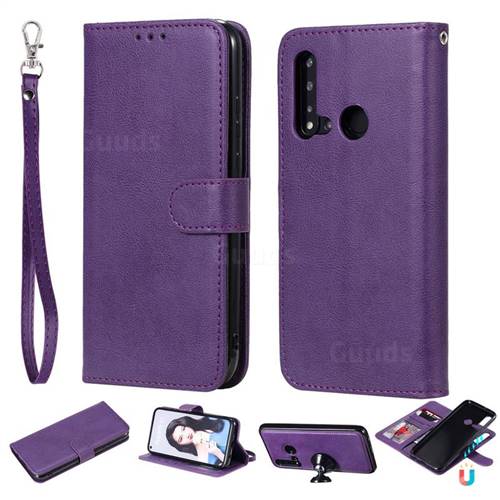 Retro Greek Detachable Magnetic PU Leather Wallet Phone Case for Huawei nova 5i - Purple