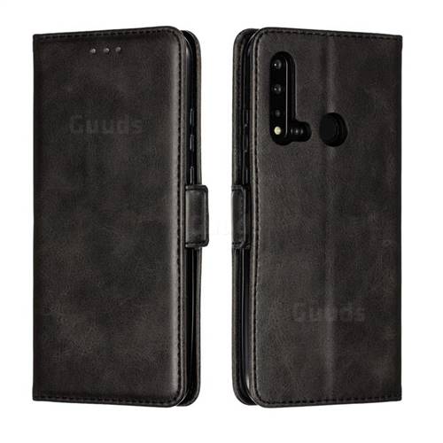 Retro Classic Calf Pattern Leather Wallet Phone Case for Huawei nova 5i - Black