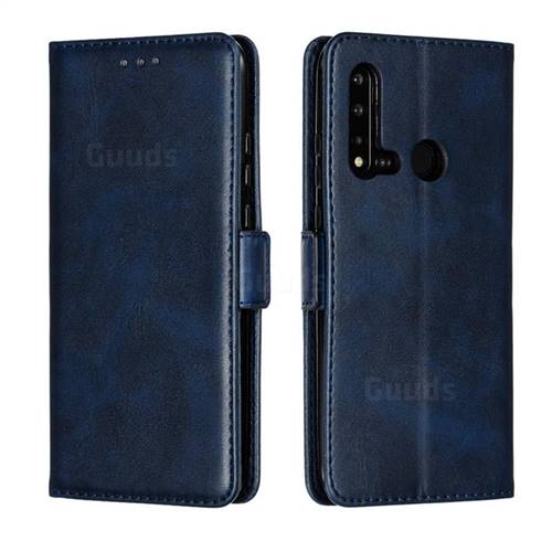 Retro Classic Calf Pattern Leather Wallet Phone Case for Huawei nova 5i - Blue