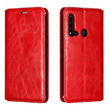 Retro Slim Magnetic Crazy Horse PU Leather Wallet Case for Huawei nova 5i - Red