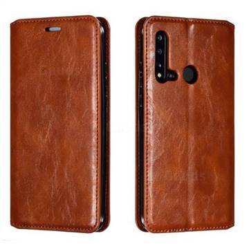 Retro Slim Magnetic Crazy Horse PU Leather Wallet Case for Huawei nova 5i - Brown
