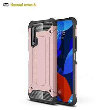 King Kong Armor Premium Shockproof Dual Layer Rugged Hard Cover for Huawei nova 6 - Rose Gold