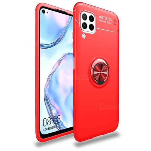 Auto Focus Invisible Ring Holder Soft Phone Case for Huawei nova 6 SE - Red