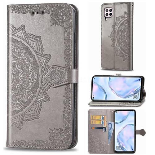 Embossing Imprint Mandala Flower Leather Wallet Case for Huawei nova 6 SE - Gray
