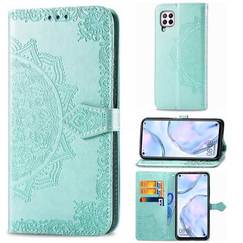 Embossing Imprint Mandala Flower Leather Wallet Case for Huawei nova 6 SE - Green
