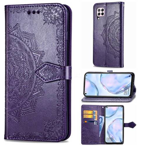 Embossing Imprint Mandala Flower Leather Wallet Case for Huawei nova 6 SE - Purple