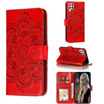 Intricate Embossing Datura Solar Leather Wallet Case for Huawei nova 6 SE - Red