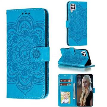 Intricate Embossing Datura Solar Leather Wallet Case for Huawei nova 6 SE - Blue