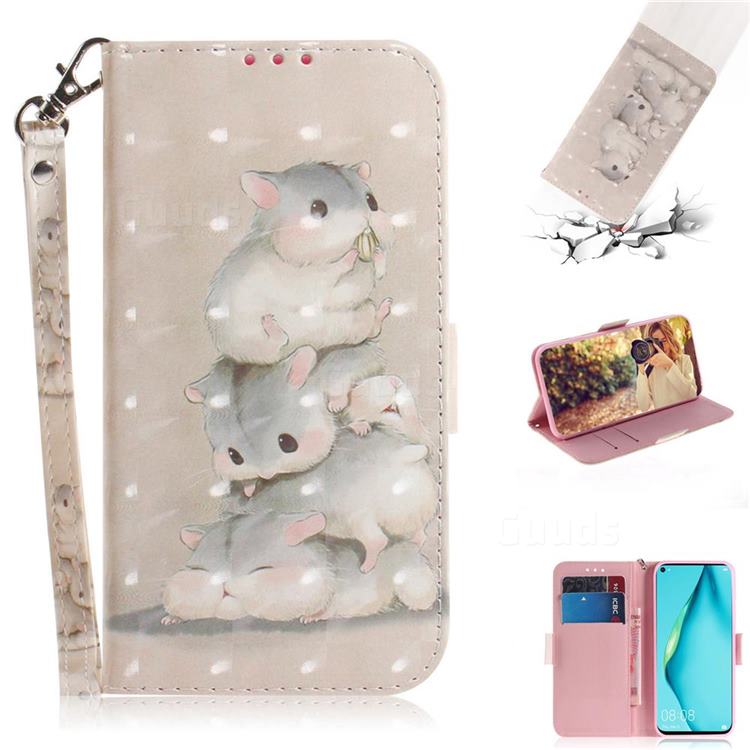 Three Squirrels 3D Painted Leather Wallet Phone Case for Huawei nova 6 SE