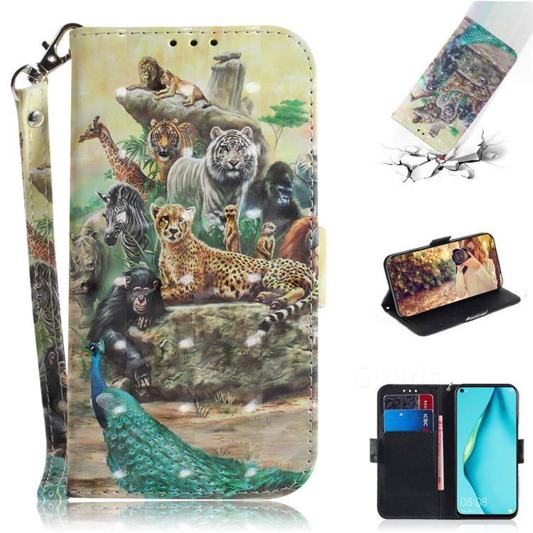 Beast Zoo 3D Painted Leather Wallet Phone Case for Huawei nova 6 SE