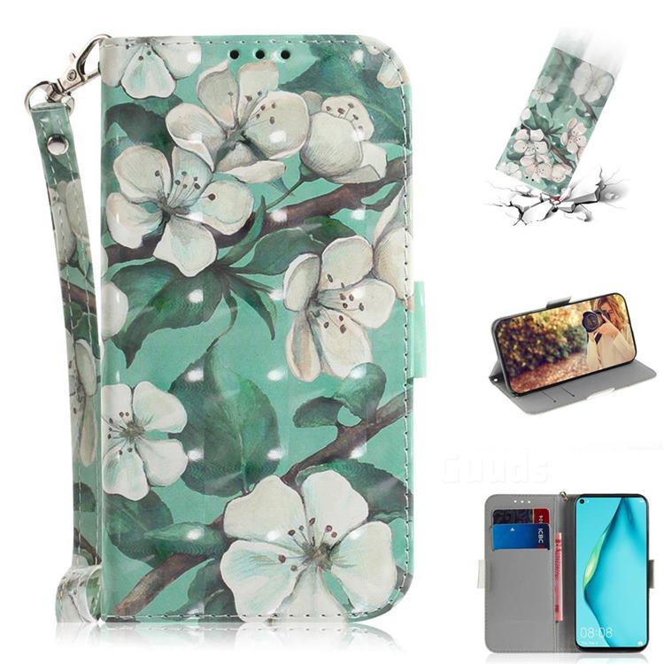 Watercolor Flower 3D Painted Leather Wallet Phone Case for Huawei nova 6 SE
