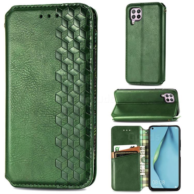 Ultra Slim Fashion Business Card Magnetic Automatic Suction Leather Flip Cover for Huawei nova 6 SE - Green