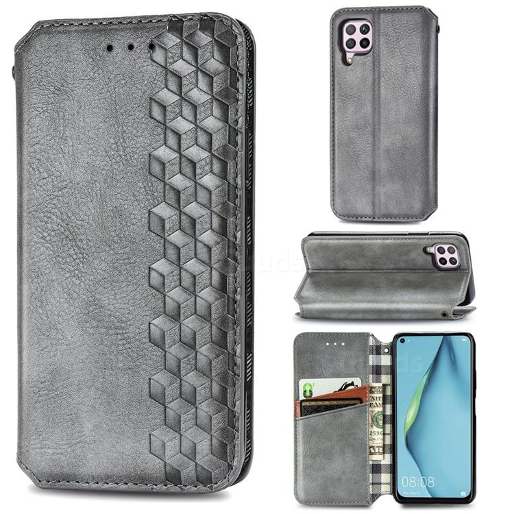 Ultra Slim Fashion Business Card Magnetic Automatic Suction Leather Flip Cover for Huawei nova 6 SE - Grey