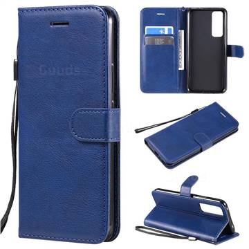 Retro Greek Classic Smooth PU Leather Wallet Phone Case for Huawei nova 7 5G - Blue