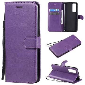 Retro Greek Classic Smooth PU Leather Wallet Phone Case for Huawei nova 7 5G - Purple