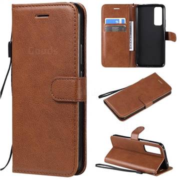 Retro Greek Classic Smooth PU Leather Wallet Phone Case for Huawei nova 7 5G - Brown