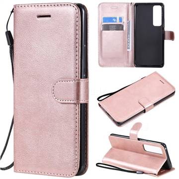 Retro Greek Classic Smooth PU Leather Wallet Phone Case for Huawei nova 7 Pro 5G - Rose Gold