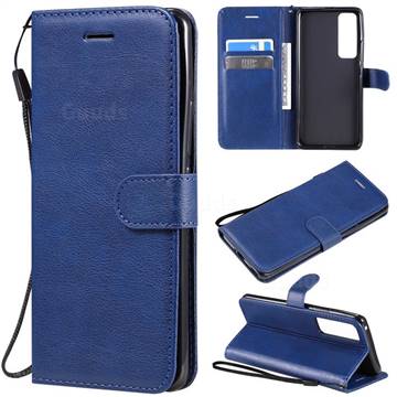 Retro Greek Classic Smooth PU Leather Wallet Phone Case for Huawei nova 7 Pro 5G - Blue