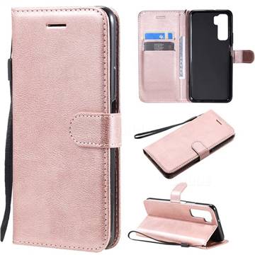 Retro Greek Classic Smooth PU Leather Wallet Phone Case for Huawei nova 7 SE - Rose Gold
