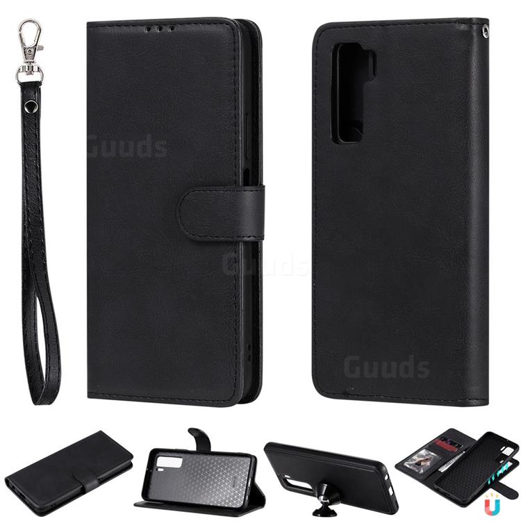 Retro Greek Detachable Magnetic PU Leather Wallet Phone Case for Huawei nova 7 SE - Black