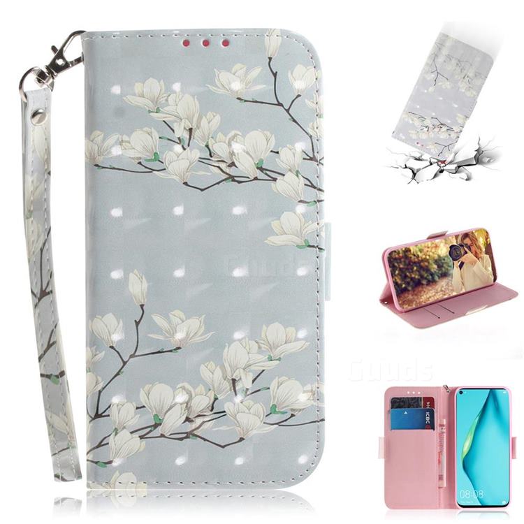 Magnolia Flower 3D Painted Leather Wallet Phone Case for Huawei nova 7i