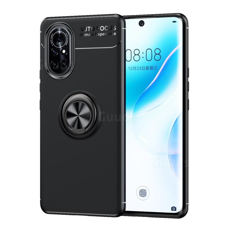 Auto Focus Invisible Ring Holder Soft Phone Case for Huawei nova 8 - Black