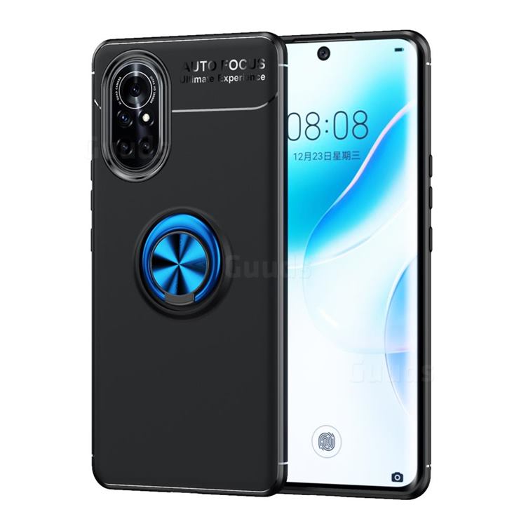 Auto Focus Invisible Ring Holder Soft Phone Case for Huawei nova 8 - Black Blue