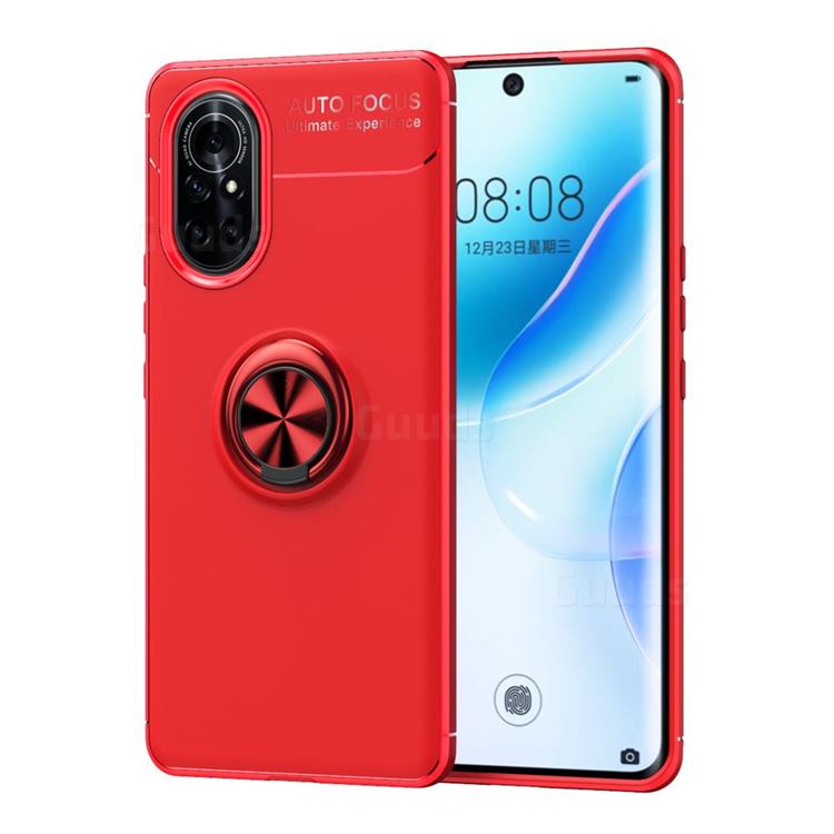 Auto Focus Invisible Ring Holder Soft Phone Case for Huawei nova 8 - Red