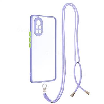 Necklace Cross-body Lanyard Strap Cord Phone Case Cover for Huawei nova 8 - Purple