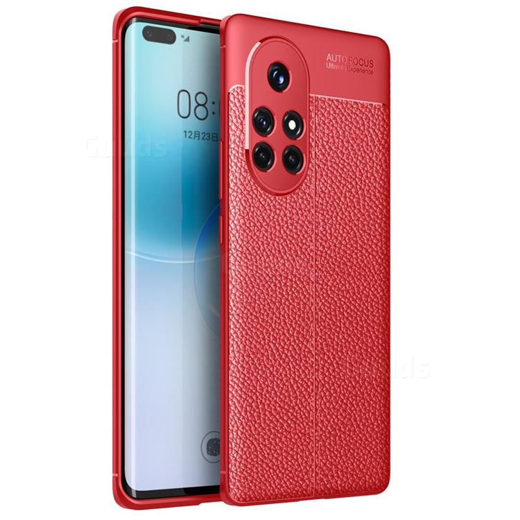 Luxury Auto Focus Litchi Texture Silicone TPU Back Cover for Huawei nova 8 Pro - Red