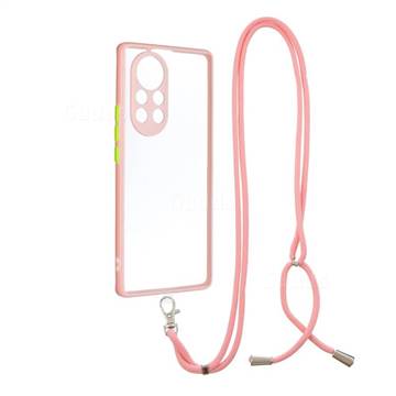 Necklace Cross-body Lanyard Strap Cord Phone Case Cover for Huawei nova 8 Pro - Pink