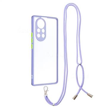Necklace Cross-body Lanyard Strap Cord Phone Case Cover for Huawei nova 8 Pro - Purple