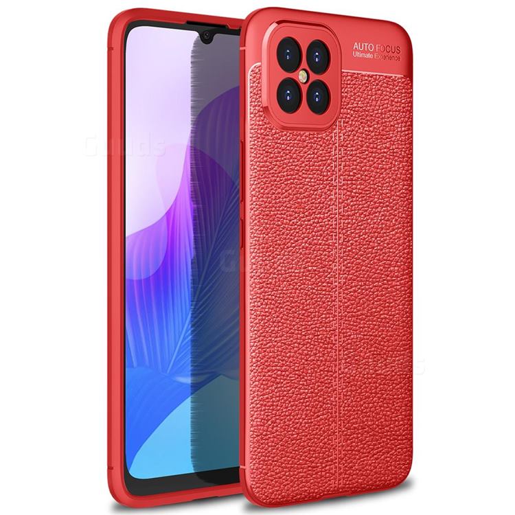 Luxury Auto Focus Litchi Texture Silicone TPU Back Cover for Huawei nova 8 SE - Red