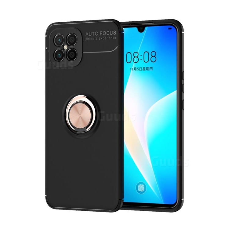 Auto Focus Invisible Ring Holder Soft Phone Case for Huawei nova 8 SE - Black Gold