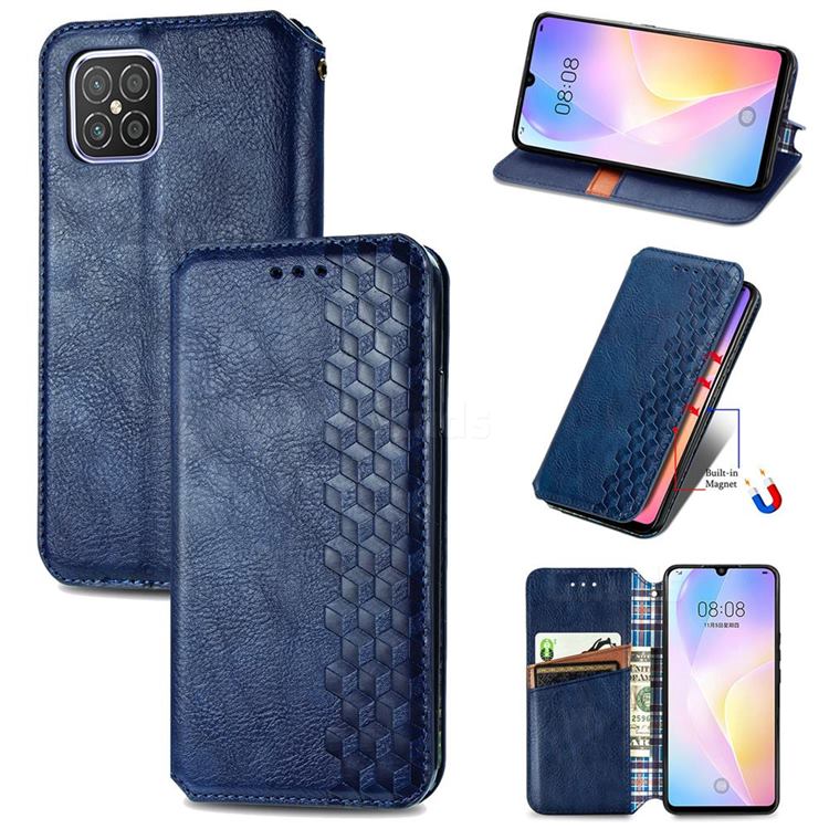 Ultra Slim Fashion Business Card Magnetic Automatic Suction Leather Flip Cover for Huawei nova 8 SE - Dark Blue