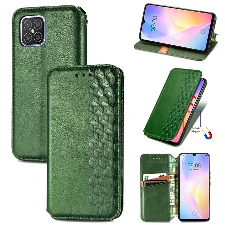 Ultra Slim Fashion Business Card Magnetic Automatic Suction Leather Flip Cover for Huawei nova 8 SE - Green
