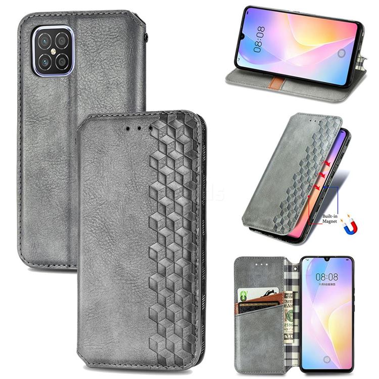 Ultra Slim Fashion Business Card Magnetic Automatic Suction Leather Flip Cover for Huawei nova 8 SE - Grey