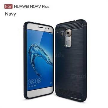 Luxury Carbon Fiber Brushed Wire Drawing Silicone TPU Back Cover for Huawei Nova Plus (Navy)