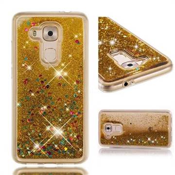 Dynamic Liquid Glitter Quicksand Sequins TPU Phone Case for Huawei Nova Plus - Golden
