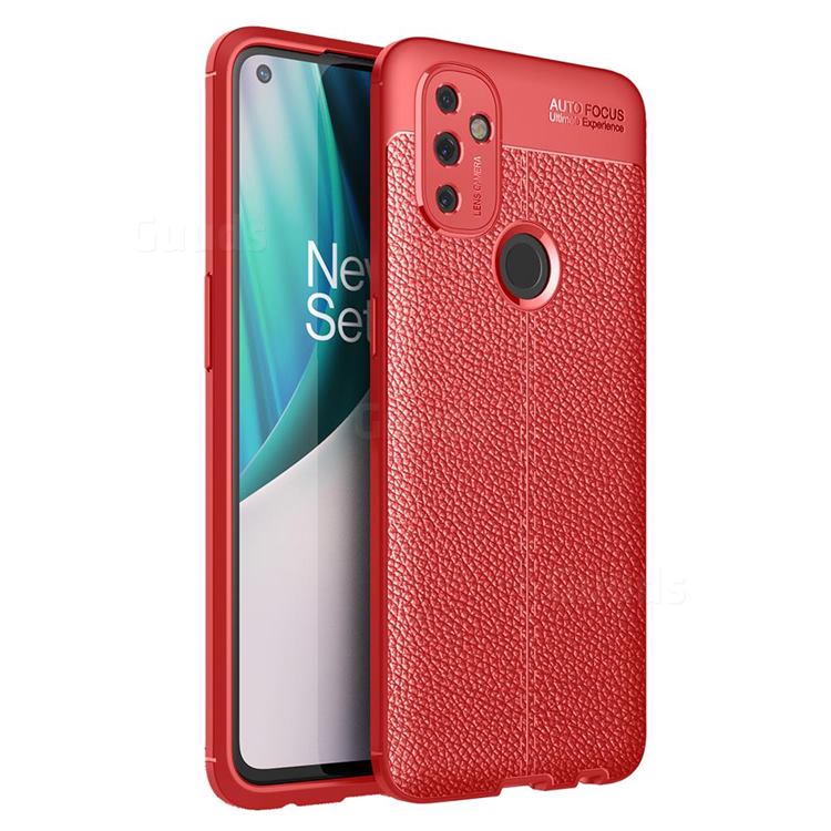 Luxury Auto Focus Litchi Texture Silicone TPU Back Cover for OnePlus Nord N100 - Red