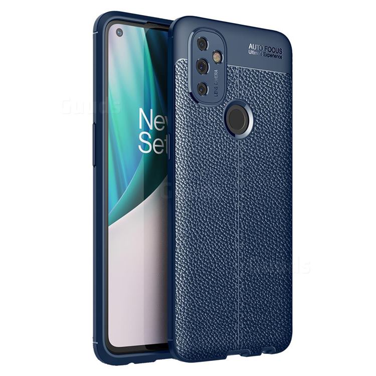 Luxury Auto Focus Litchi Texture Silicone TPU Back Cover for OnePlus Nord N100 - Dark Blue