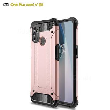 King Kong Armor Premium Shockproof Dual Layer Rugged Hard Cover for OnePlus Nord N100 - Rose Gold