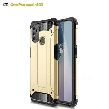 King Kong Armor Premium Shockproof Dual Layer Rugged Hard Cover for OnePlus Nord N100 - Champagne Gold