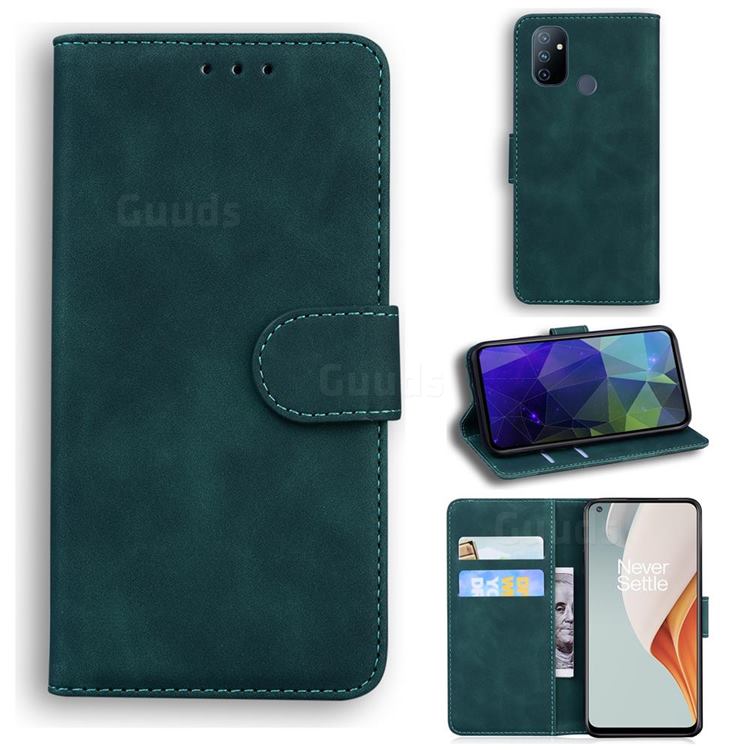 Retro Classic Skin Feel Leather Wallet Phone Case for OnePlus Nord N100 - Green