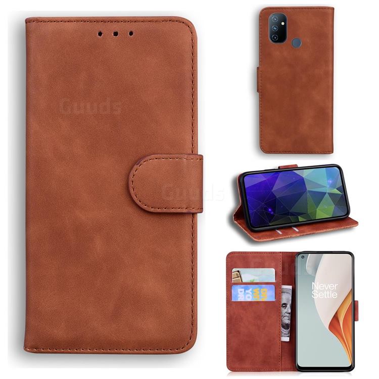 Retro Classic Skin Feel Leather Wallet Phone Case for OnePlus Nord N100 - Brown