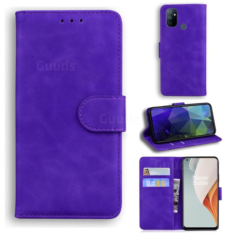 Retro Classic Skin Feel Leather Wallet Phone Case for OnePlus Nord N100 - Purple