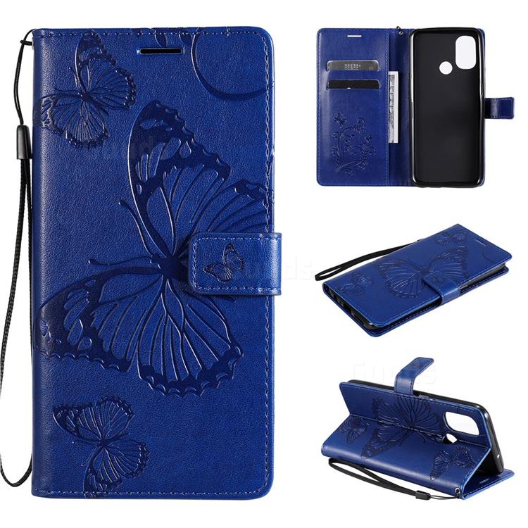 Embossing 3D Butterfly Leather Wallet Case for OnePlus Nord N100 - Blue
