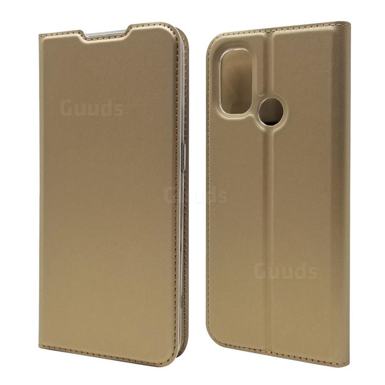 Ultra Slim Card Magnetic Automatic Suction Leather Wallet Case for OnePlus Nord N100 - Champagne