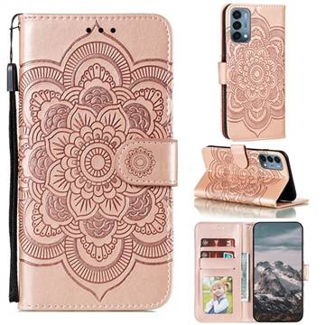 Intricate Embossing Datura Solar Leather Wallet Case for OnePlus Nord N200 5G - Rose Gold